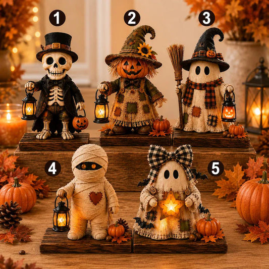 🎃 Vintage Halloween Wooden Figurine Table Decor | Rustic Fall Wood Sign Ornaments