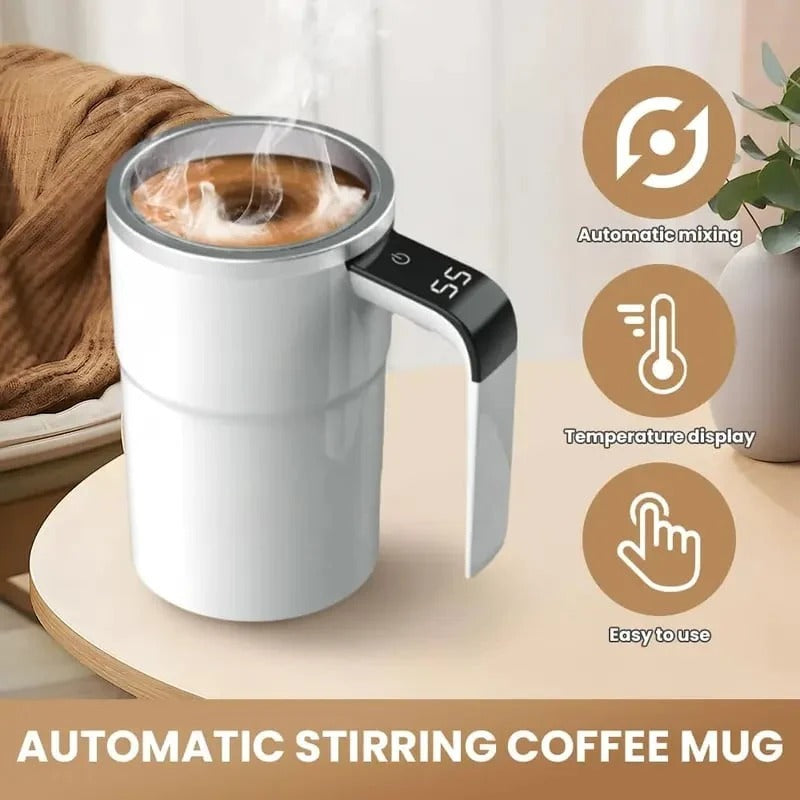 ☕ 380ml Electric Self-Stirring Coffee Mug – USB Rechargeable with LED Temperature Display & 304 Stainless Steel Liner