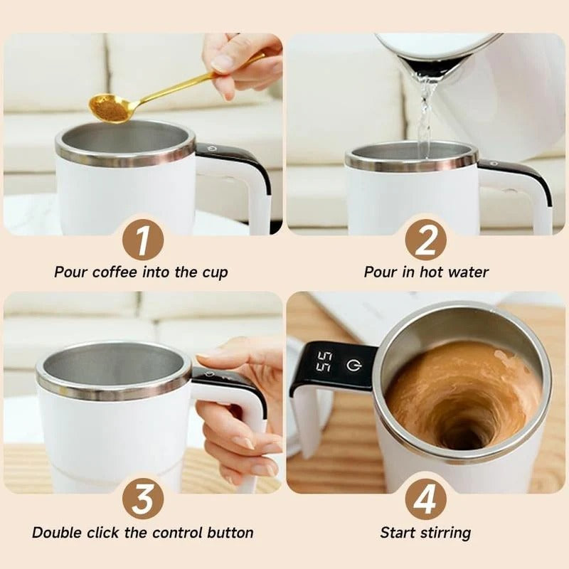 ☕ 380ml Electric Self-Stirring Coffee Mug – USB Rechargeable with LED Temperature Display & 304 Stainless Steel Liner
