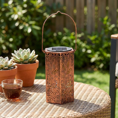 🦋 Solar Garden Lights with Shadow Effect - Bronze Hanging Lanterns for Backyard Decor