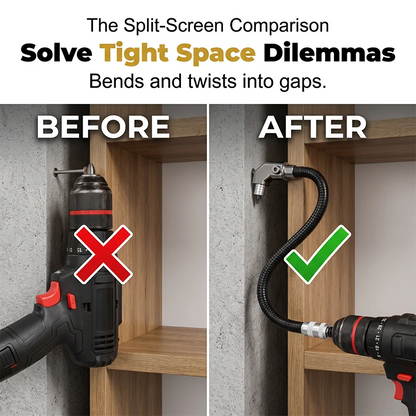 🔧 105° Right Angle Drill Attachment with Flexible Shaft – Magnetic Hex Bit Corner Adapter for Tight Spaces