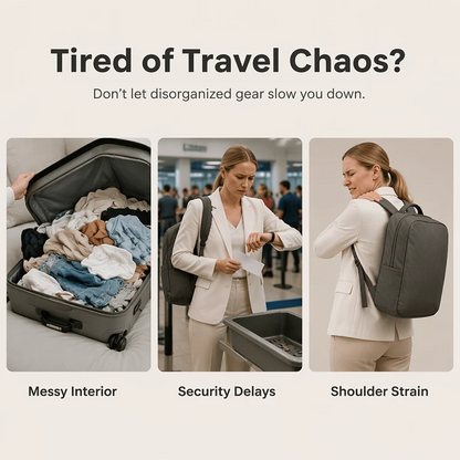 💼 Professional Travel Backpack with USB Port – 180° Opening Laptop Bag for Business Commute
