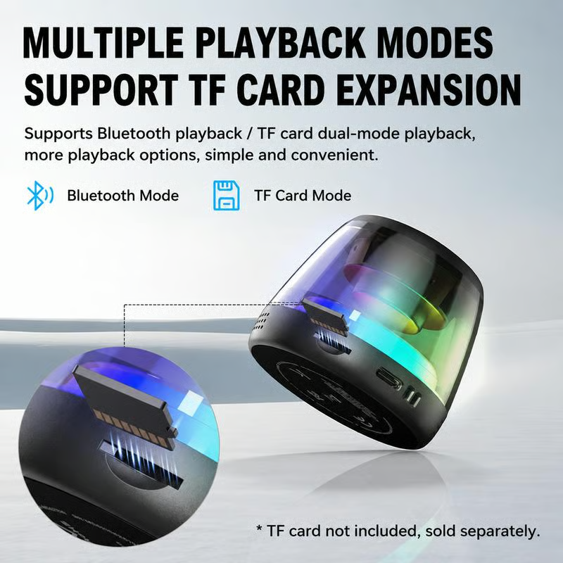 🧲🔊Mini Magnetic Bluetooth Speaker – 360° Stereo Sound, RGB Lights & TF Card