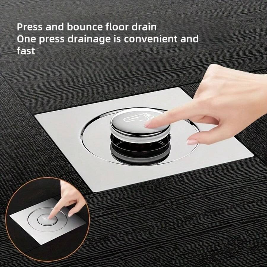 🛡️ Heavy-Duty Brass Bounce Floor Drain – Rustproof 304 Stainless Steel Panel with Anti-Odor & Anti-Bug Sealing Core