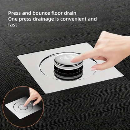 🛡️ Heavy-Duty Brass Bounce Floor Drain – Rustproof 304 Stainless Steel Panel with Anti-Odor & Anti-Bug Sealing Core