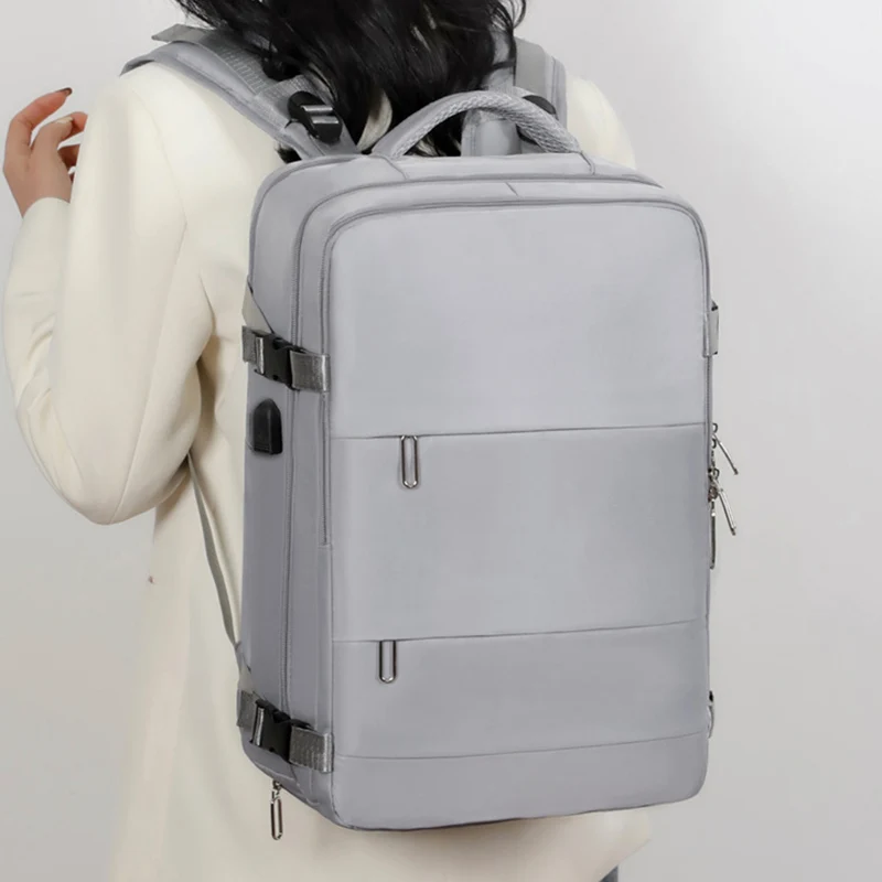 💼 Professional Travel Backpack with USB Port – 180° Opening Laptop Bag for Business Commute
