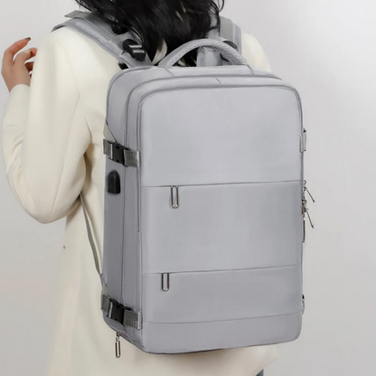 💼 Professional Travel Backpack with USB Port – 180° Opening Laptop Bag for Business Commute