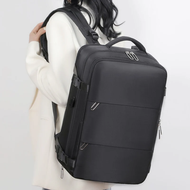 💼 Professional Travel Backpack with USB Port – 180° Opening Laptop Bag for Business Commute