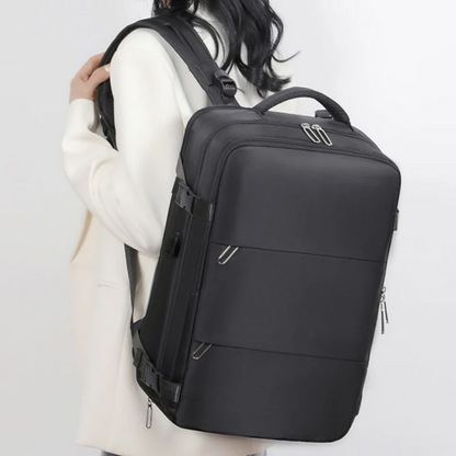 💼 Professional Travel Backpack with USB Port – 180° Opening Laptop Bag for Business Commute