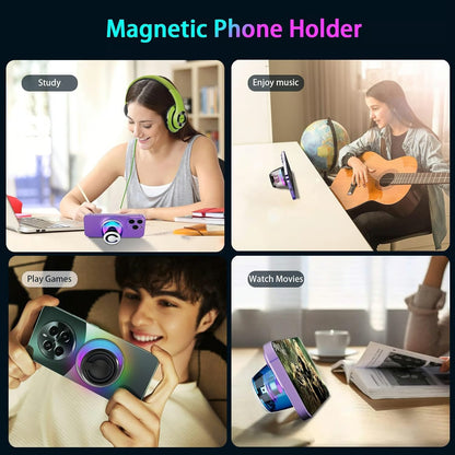 🧲🔊Mini Magnetic Bluetooth Speaker – 360° Stereo Sound, RGB Lights & TF Card