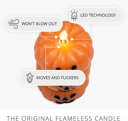 🎃 Safe Flameless Stacked Pumpkin Candle – Halloween LED Decor with Moving Flame & Smiling Faces