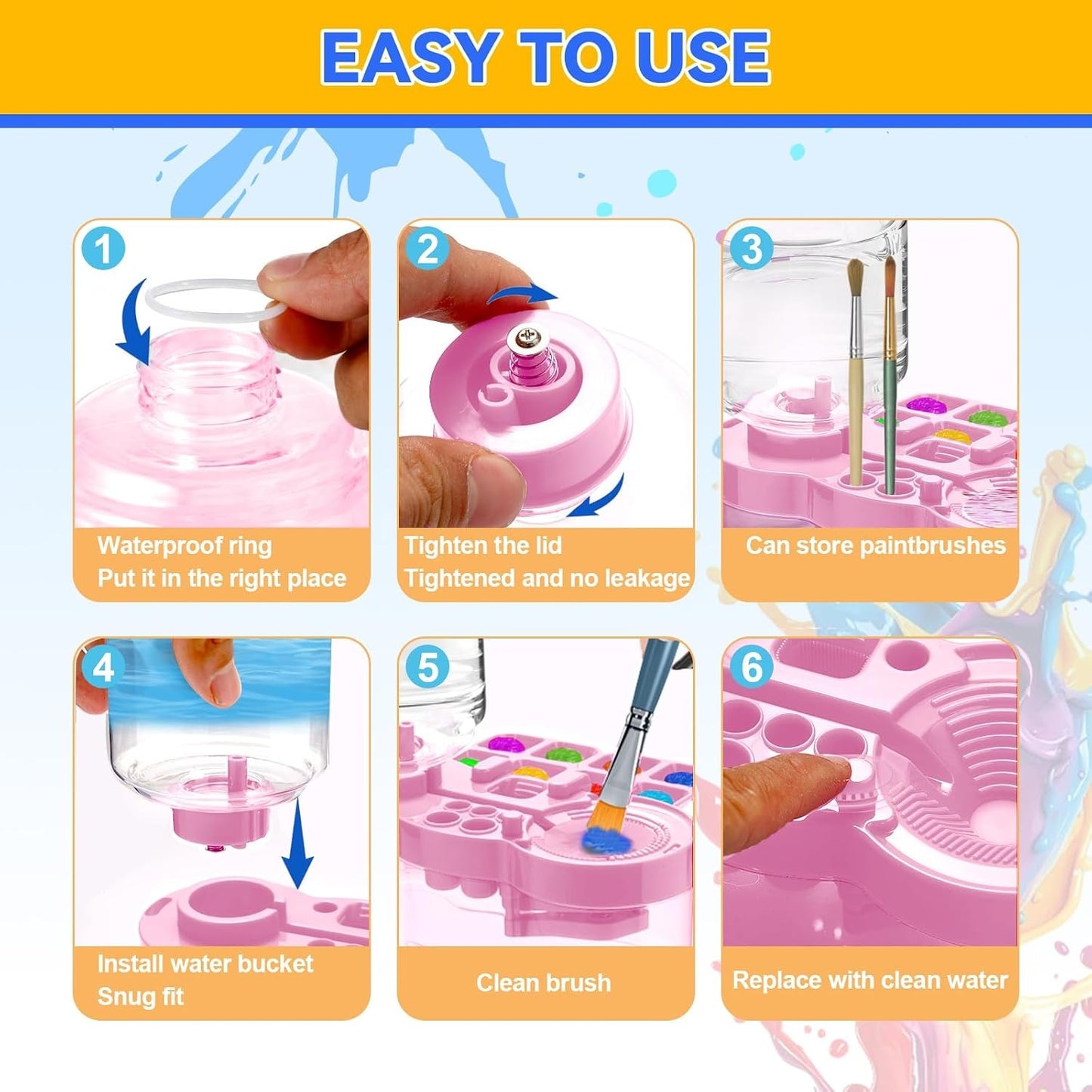 🎨 Paint Brush Cleaner with Water Tank – All-in-One Brush Washer & Detachable Palette for Art Painting