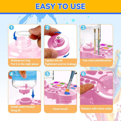 🎨 Paint Brush Cleaner with Water Tank – All-in-One Brush Washer & Detachable Palette for Art Painting