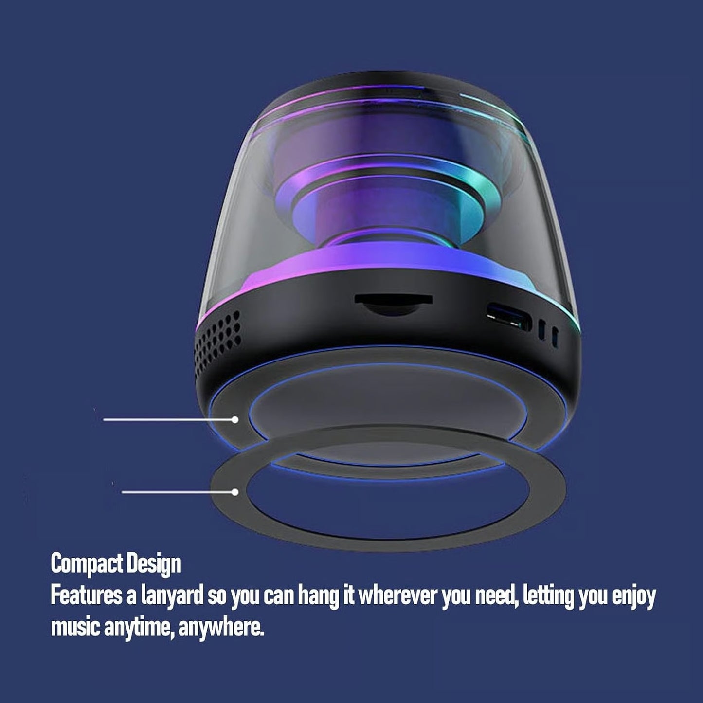🧲🔊Mini Magnetic Bluetooth Speaker – 360° Stereo Sound, RGB Lights & TF Card