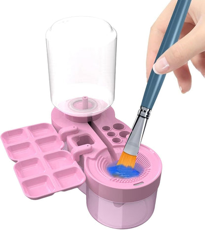🎨 Paint Brush Cleaner with Water Tank – All-in-One Brush Washer & Detachable Palette for Art Painting