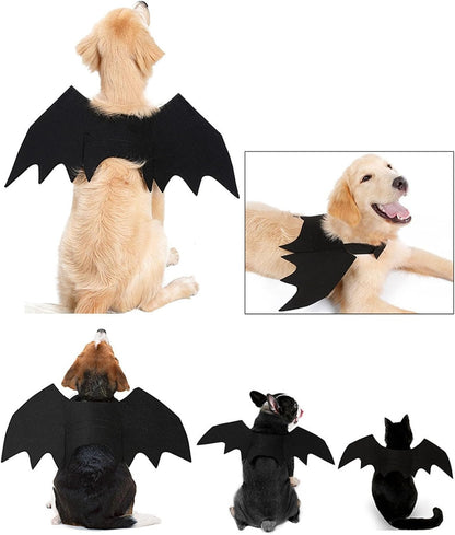 🎃 Spooky Black Bat Wings for Pets – Halloween Dress-Up Costume with Adjustable Velcro Straps