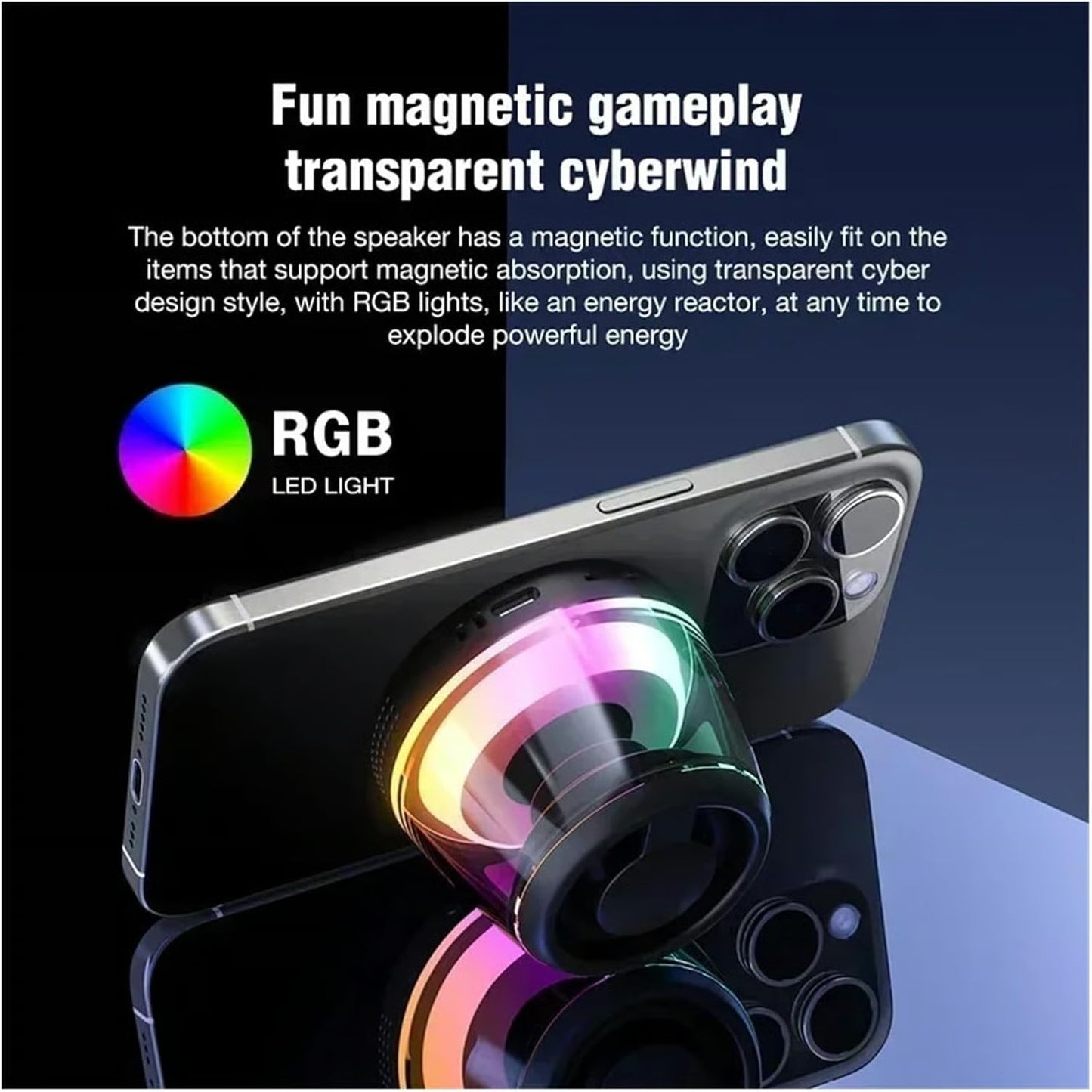 🧲🔊Mini Magnetic Bluetooth Speaker – 360° Stereo Sound, RGB Lights & TF Card