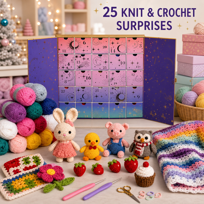 🧶Crochet Yarn Advent Calendar Box  2026🎉– 24 days featuring yarn, crochet tools, patterns, and creative surprises.