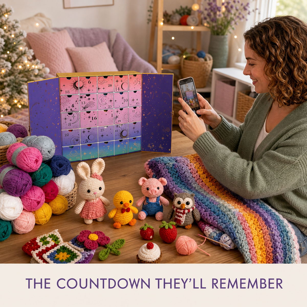 🧶Crochet Yarn Advent Calendar Box  2026🎉– 24 days featuring yarn, crochet tools, patterns, and creative surprises.