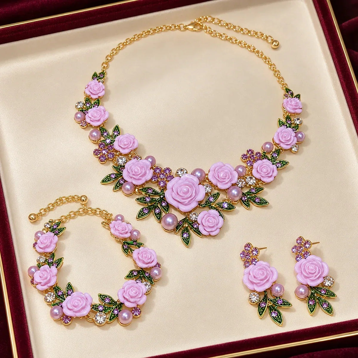 🌹Vintage Rose Garden Pearl & Crystal Jewelry Collection