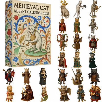 🏰 Medieval Cat Advent Calendar – 24 Unique Ornaments, A Whimsical Holiday Countdown for Cat Lovers & Collectors