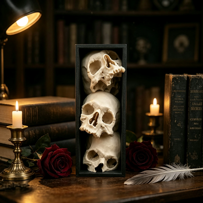 🖤 Triple Skull Bookshelf Decor