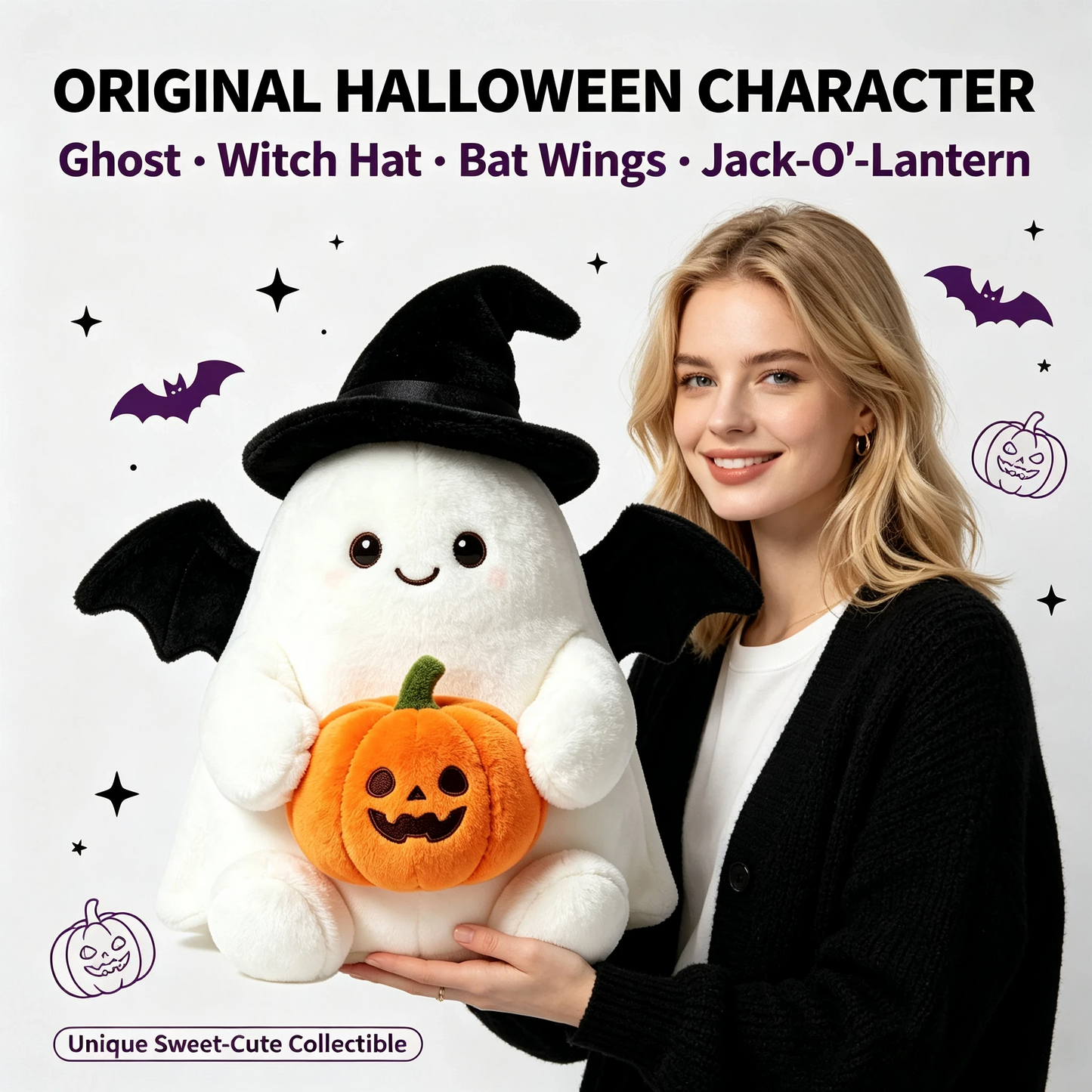 👻Halloween Cute Ghost Plush Doll, Spooky‑Cute Stuffed Ghost Toy for Home Party Decoration, Ideal Halloween Holiday Gift