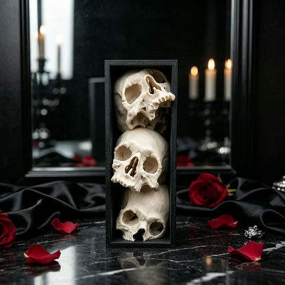 🖤 Triple Skull Bookshelf Decor