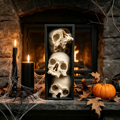 🖤 Triple Skull Bookshelf Decor