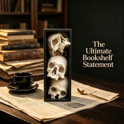 🖤 Triple Skull Bookshelf Decor