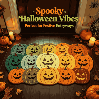 🎃Jack‑O‑Lantern Cluster Halloween Doormat | Pumpkin Shaped Fall Entryway Rug