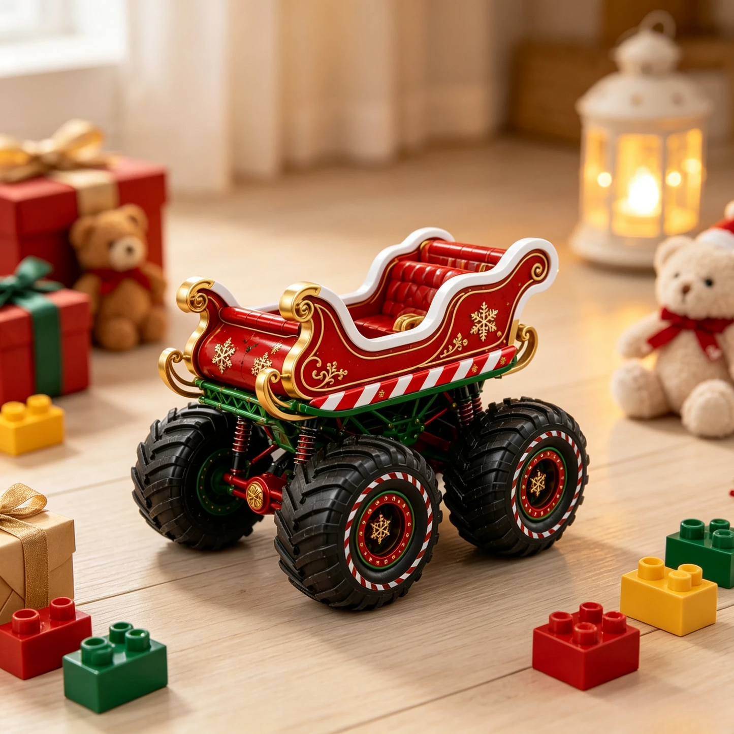 🎄Christmas Monster Truck Toy – Gift-Ready Holiday Sleigh