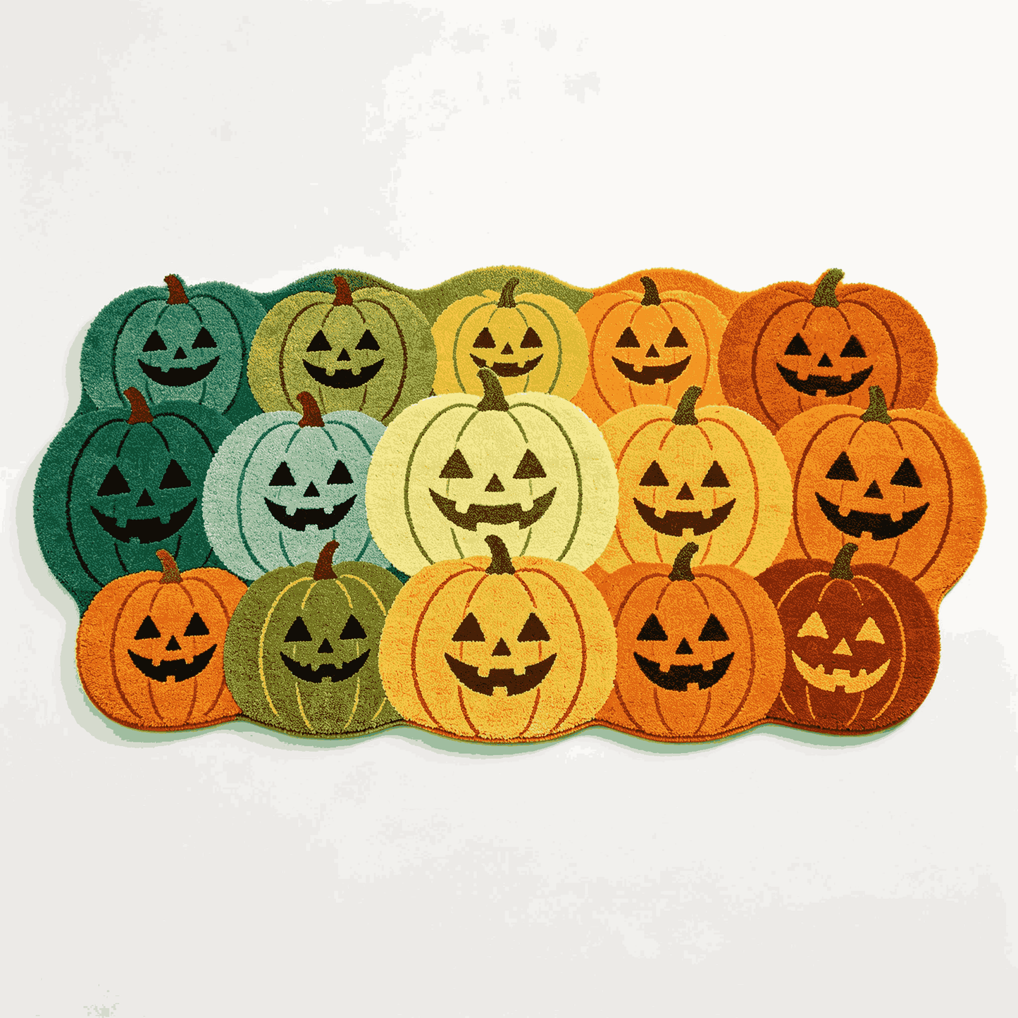🎃Jack‑O‑Lantern Cluster Halloween Doormat | Pumpkin Shaped Fall Entryway Rug