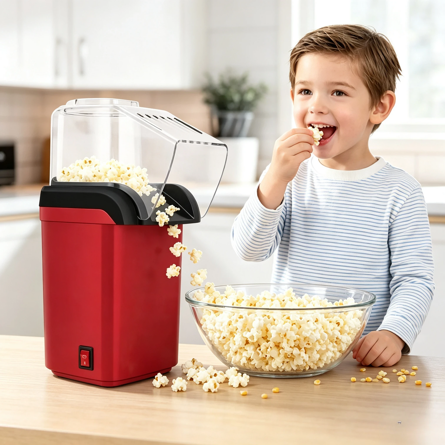 🍿 Hot Air Popcorn Maker – 3-Minute Oil-Free Popcorn Machine for Movie Nights & Holiday Parties