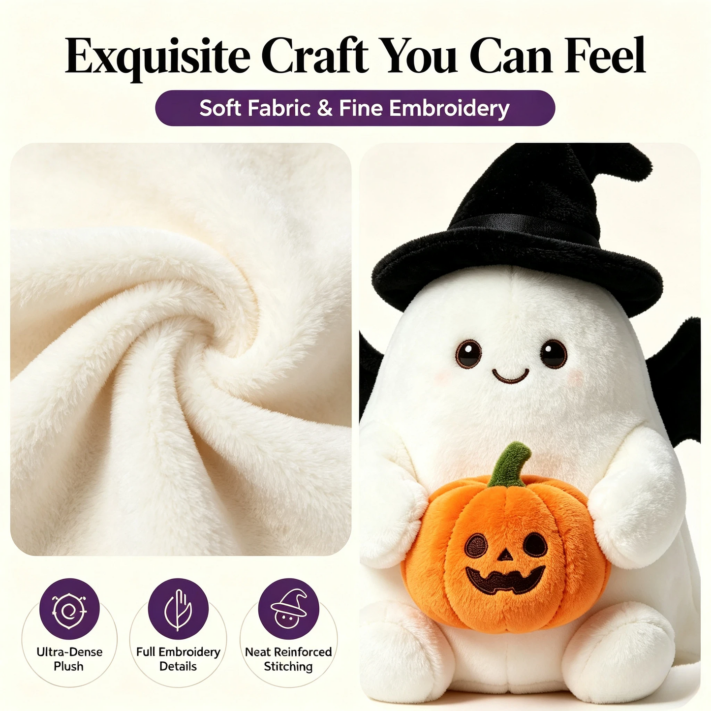👻Halloween Cute Ghost Plush Doll, Spooky‑Cute Stuffed Ghost Toy for Home Party Decoration, Ideal Halloween Holiday Gift
