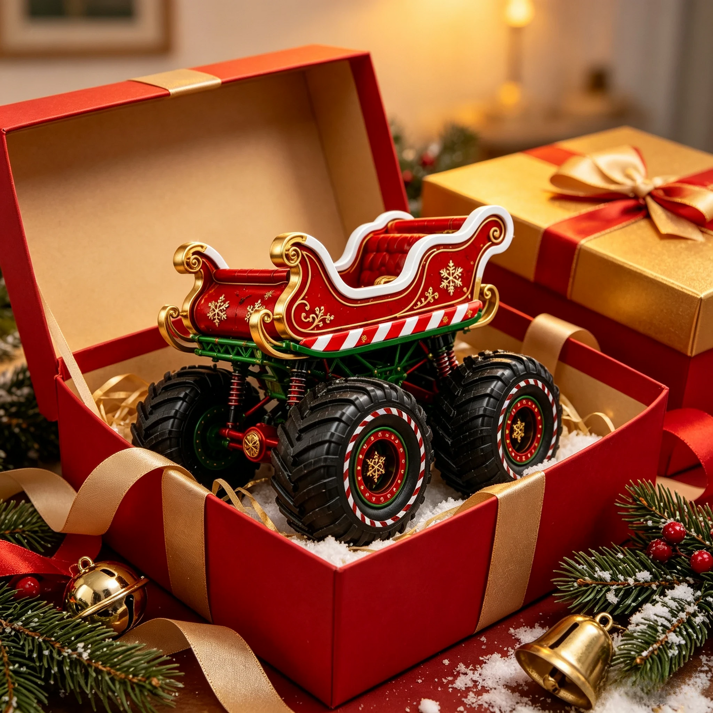 🎄Christmas Monster Truck Toy – Gift-Ready Holiday Sleigh