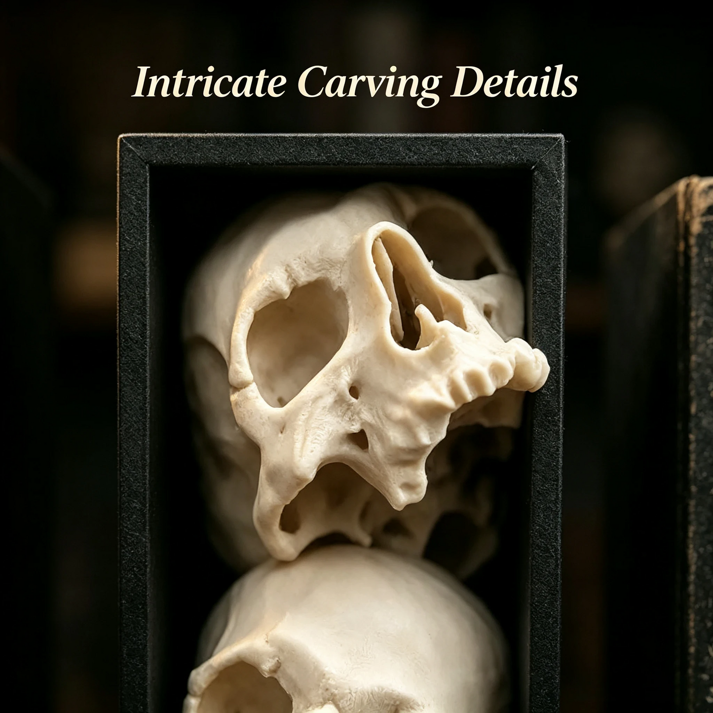 🖤 Triple Skull Bookshelf Decor