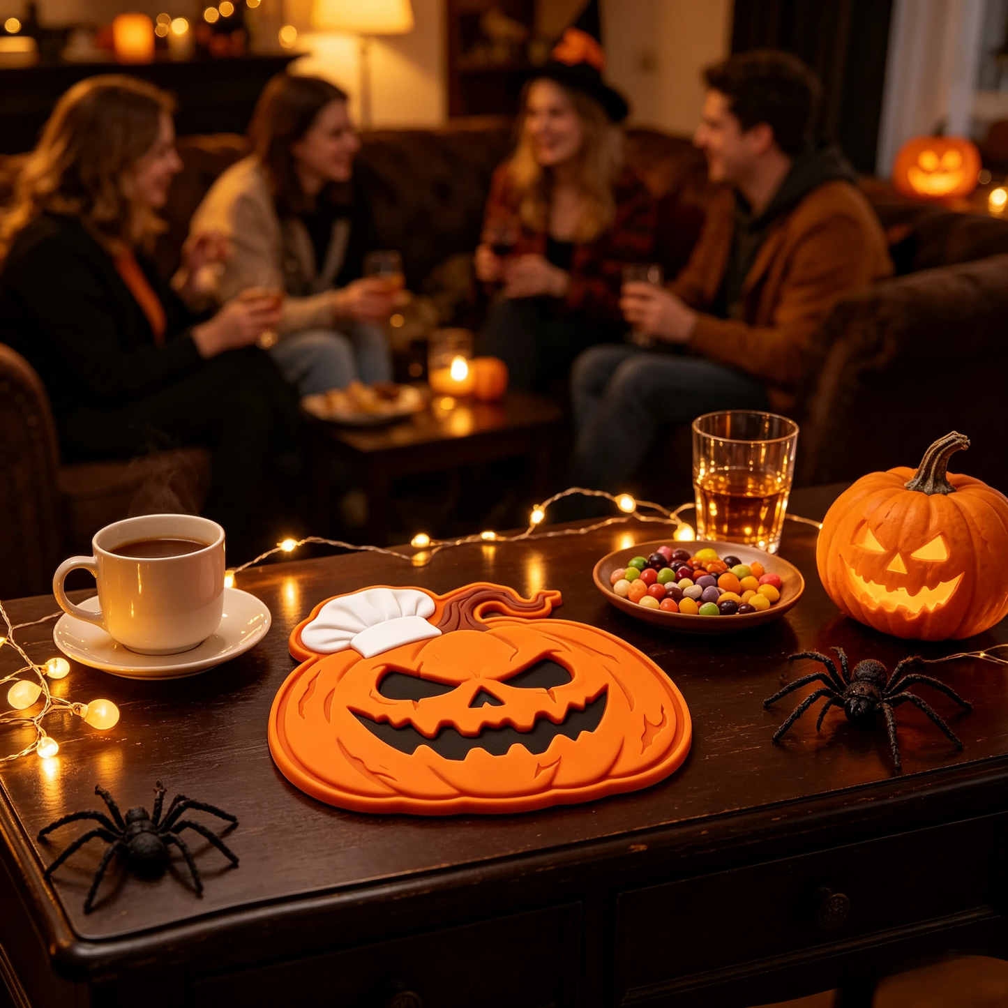 🎃 Halloween Heat-Resistant Mat Set (3 PCS) – Exclusive Ghost, Bat & Pumpkin Chef Design – Spooky Kitchen Decor & Table Protector 🎃