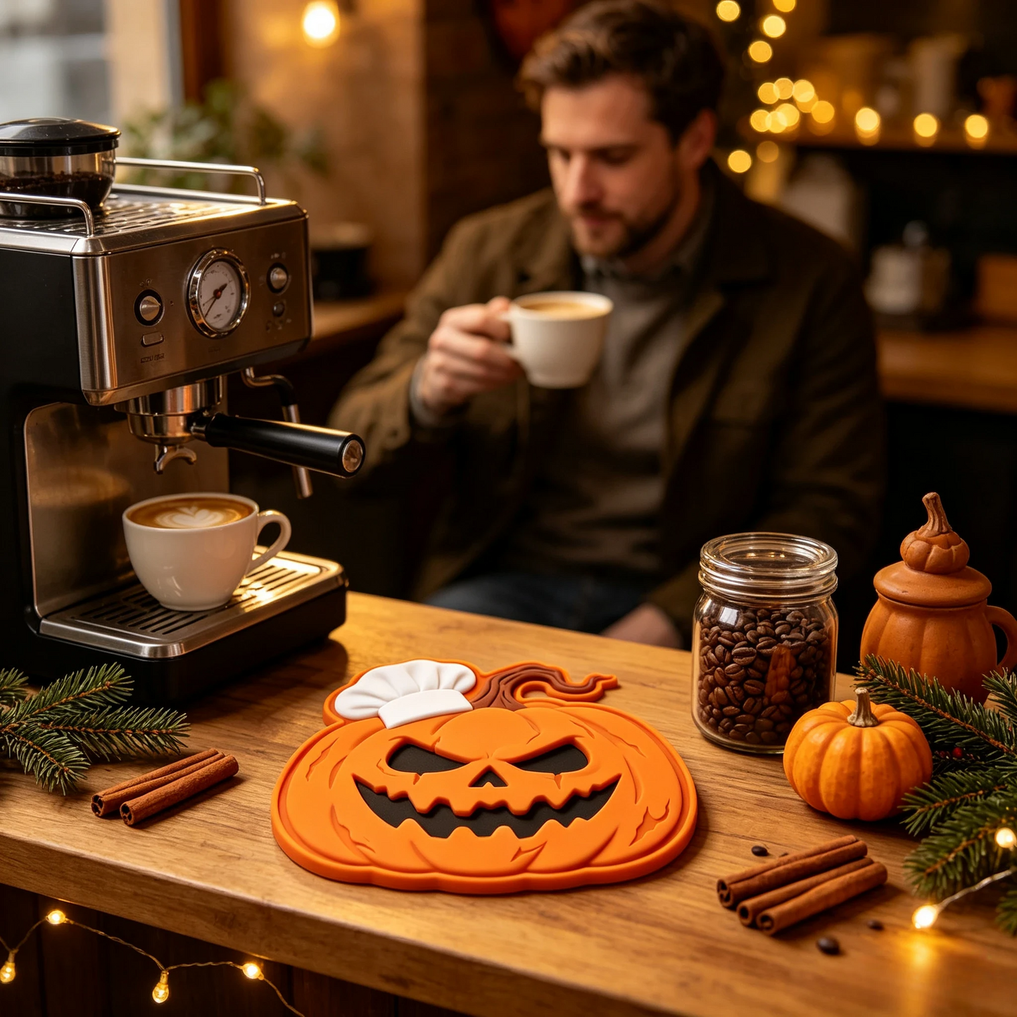 🎃 Halloween Heat-Resistant Mat Set (3 PCS) – Exclusive Ghost, Bat & Pumpkin Chef Design – Spooky Kitchen Decor & Table Protector 🎃