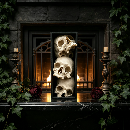 🖤 Triple Skull Bookshelf Decor