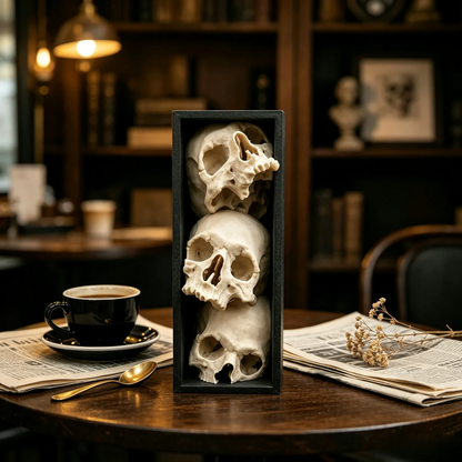 🖤 Triple Skull Bookshelf Decor