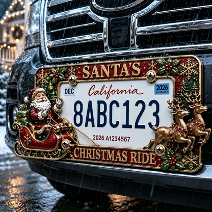 🎄 3D Christmas License Plate Frame – Holiday Car Accessory