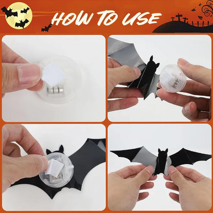 🦇3D LED Glowing Bat Stickers | Halloween Decorations