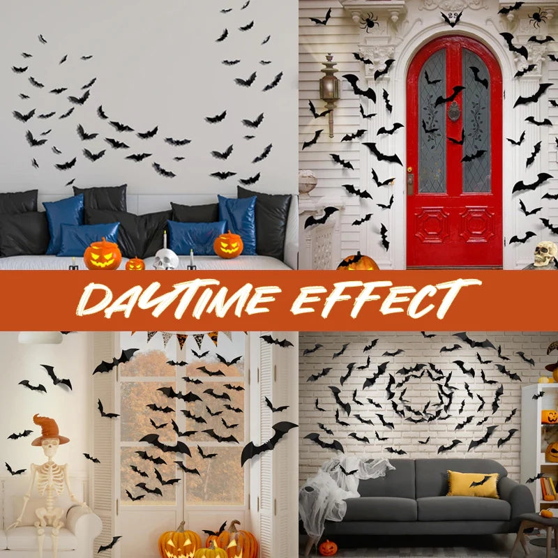 🦇3D LED Glowing Bat Stickers | Halloween Decorations