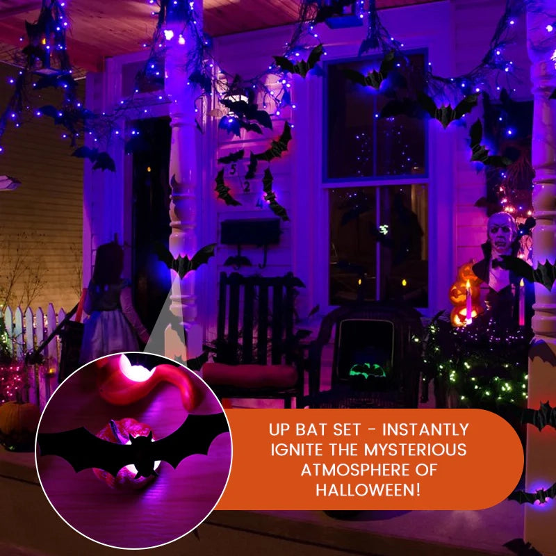 🦇3D LED Glowing Bat Stickers | Halloween Decorations