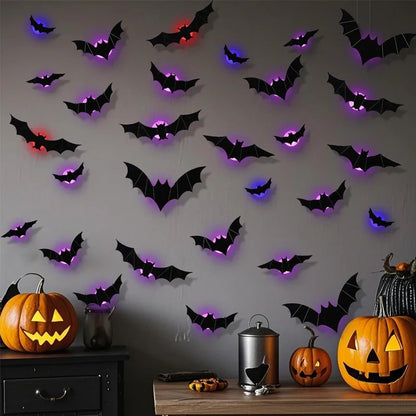 🦇3D LED Glowing Bat Stickers | Halloween Decorations