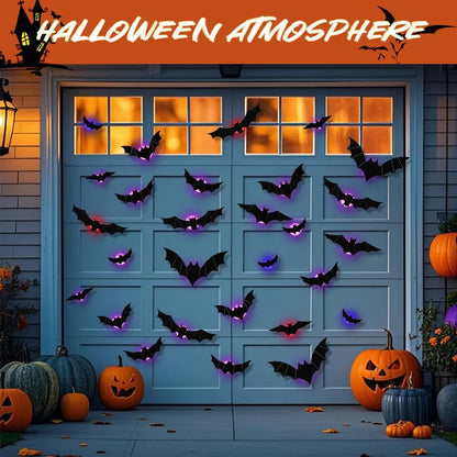 🦇3D LED Glowing Bat Stickers | Halloween Decorations