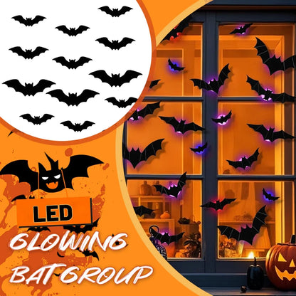 🦇3D LED Glowing Bat Stickers | Halloween Decorations