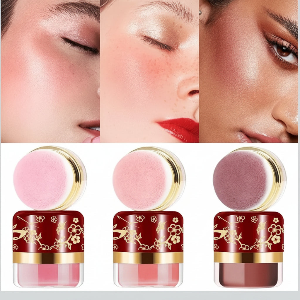 💄3-in-1 Loose Powder Blush – Blush for the time-strapped; quick application; includes a small mirror.