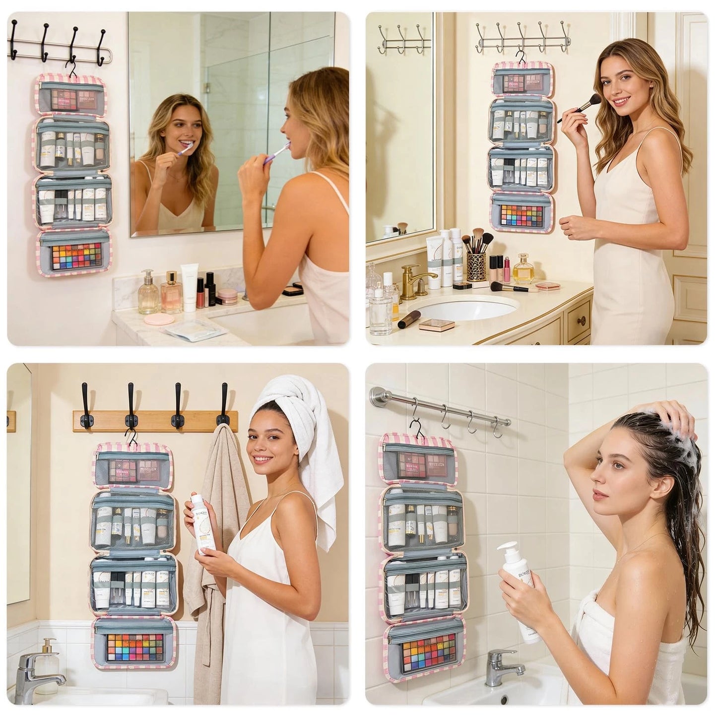 🎀 Hanging Travel Toiletry Bag | Multi-Compartment Waterproof Makeup Organizer